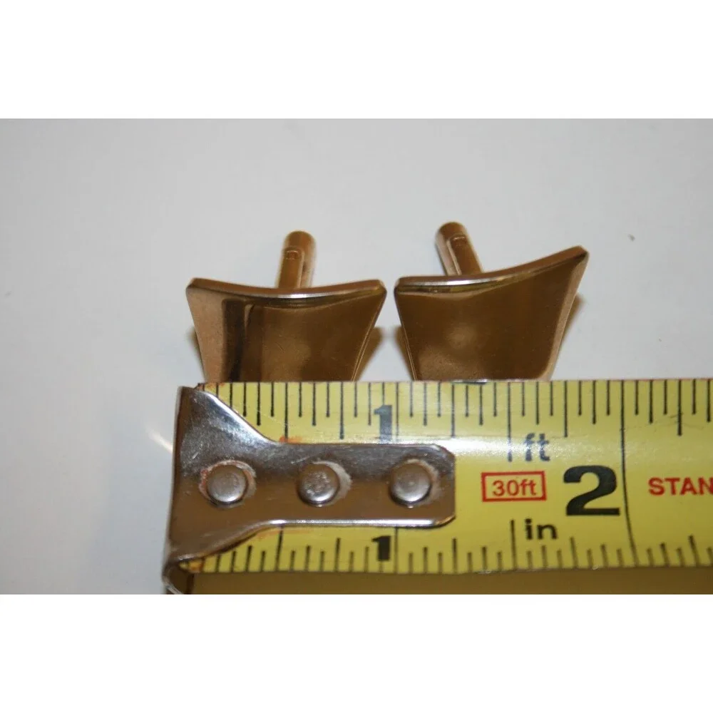 Nice Vintage Mid Century Modern Hickok Golden Brass Men's Dress Cufflinks